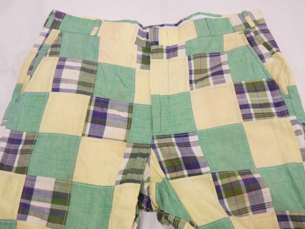 画像4: 70s Berle MADRAS CHECK PATCHWORK SLACKS PANTS (4)