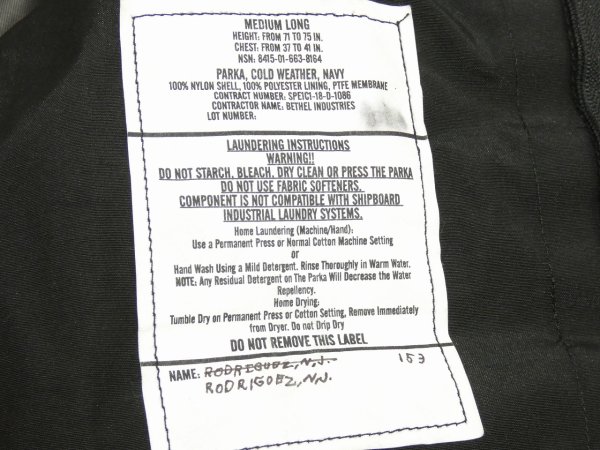 画像9: 10s US NAVY GORE TEX COLD WEATHER PARKA BLACK (9)