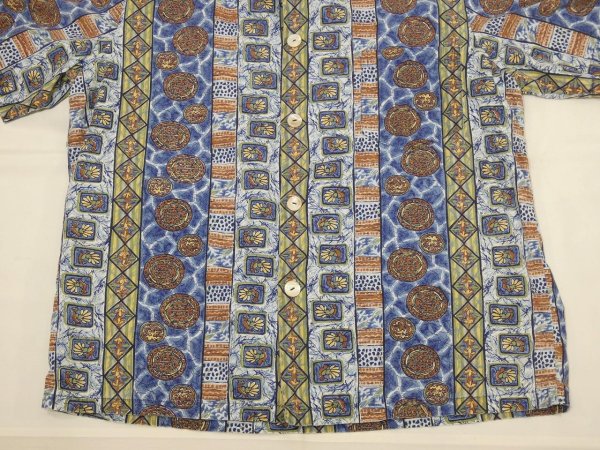 画像6: 50s 60s Duke Kahanamoku ALL OVER STRIPE （BORDER) PATTERN COTTON HAWAIIAN SHIRT (6)