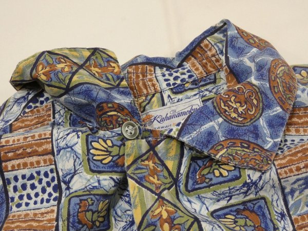 画像5: 50s 60s Duke Kahanamoku ALL OVER STRIPE （BORDER) PATTERN COTTON HAWAIIAN SHIRT (5)