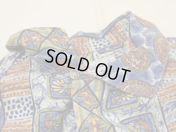 画像5: 50s 60s Duke Kahanamoku ALL OVER STRIPE （BORDER) PATTERN COTTON HAWAIIAN SHIRT (5)