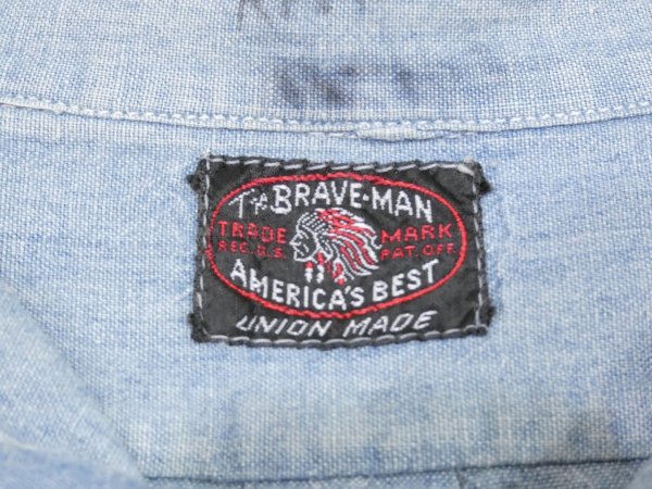 画像3: 30s THE BRAVE MAN CHAMBRAY SHIRT with CHIN STRAP (3)