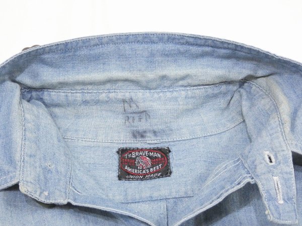画像6: 30s THE BRAVE MAN CHAMBRAY SHIRT with CHIN STRAP (6)