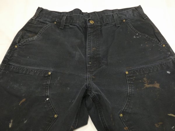 画像4: 00s Carhartt DOUBLE KNEE BLACK DUCK WORK PAINTER PANTS with PAINT (4)