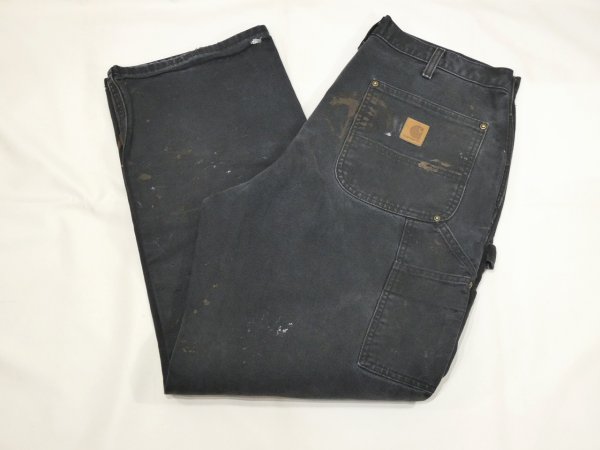 画像3: 00s Carhartt DOUBLE KNEE BLACK DUCK WORK PAINTER PANTS with PAINT (3)
