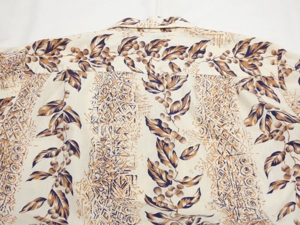 画像7: 60s Harris & Frank ALL OVER BORDER PATTERN COTTON HAWAIIAN SHIRT (7)