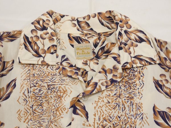 画像4: 60s Harris & Frank ALL OVER BORDER PATTERN COTTON HAWAIIAN SHIRT (4)