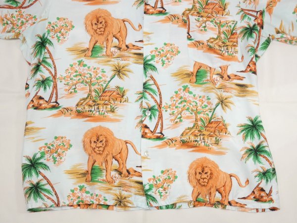 画像7: 60s NATIONAL SPORT SHIRT by Manhattan LION ALL OVER PATTERN RAYON HAWAIIAN SHIRT (7)