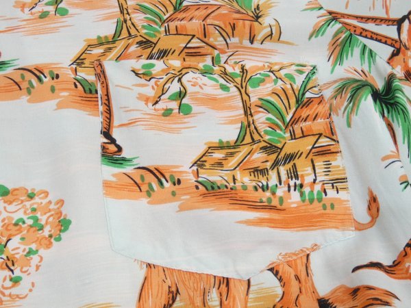 画像5: 60s NATIONAL SPORT SHIRT by Manhattan LION ALL OVER PATTERN RAYON HAWAIIAN SHIRT (5)