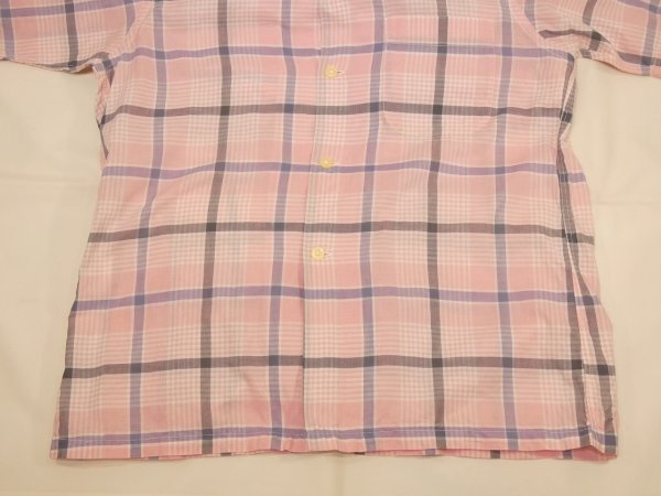 画像6: 50s Voyager SPORTSTER by Enro PINK×GRAY PLAID OPEN COLLAR S/S SHIRT (6)