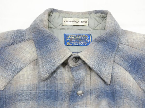 画像4: 70s Pendleton OMBRE SHADOW CHECK WOOL WESTERN SHIRT MADE IN USA (4)