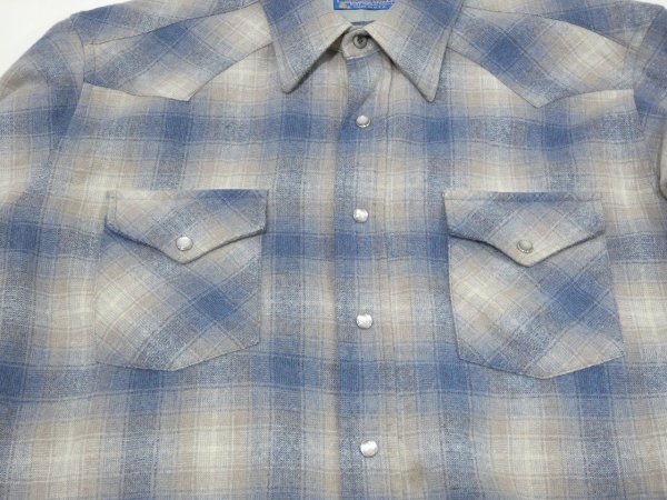 画像5: 70s Pendleton OMBRE SHADOW CHECK WOOL WESTERN SHIRT MADE IN USA (5)