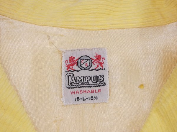 画像3: 50s 60s CAMPUS SIDEWAY RIBBED FABRIC CORDUROY OPEN COLLAR SHIRT (3)