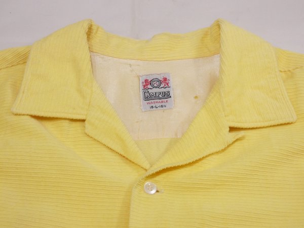 画像4: 50s 60s CAMPUS SIDEWAY RIBBED FABRIC CORDUROY OPEN COLLAR SHIRT (4)