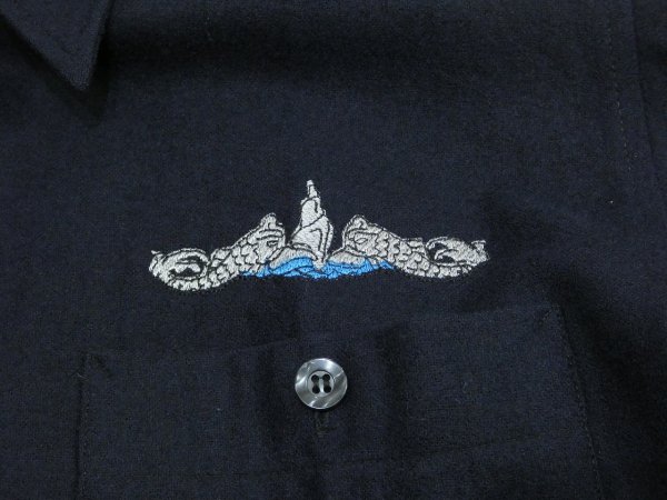 画像7: 70s Pendleton US NAVY WOOL BOARD SHIRT with SUBMARINE EMBROIDERY DEAD STOCK (7)