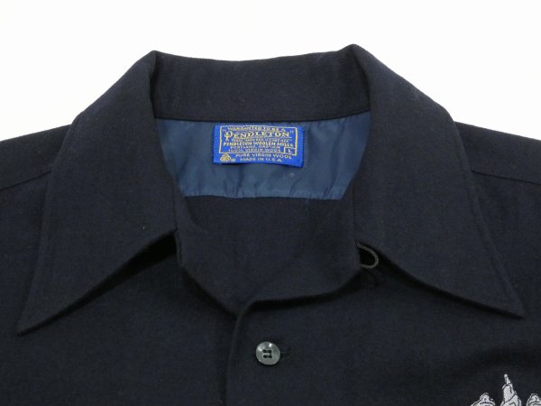 画像4: 70s Pendleton US NAVY WOOL BOARD SHIRT with SUBMARINE EMBROIDERY DEAD STOCK (4)