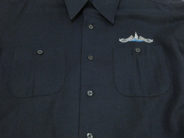 画像6: 70s Pendleton US NAVY WOOL BOARD SHIRT with SUBMARINE EMBROIDERY DEAD STOCK (6)