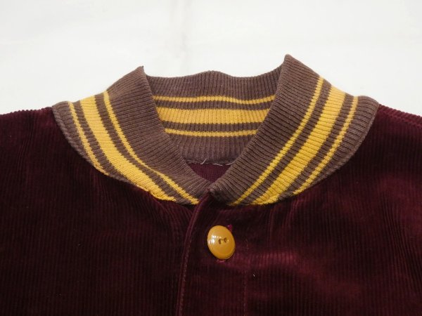 画像3: 40s 50s UNKNOWN CORDUROY BUTTON STADIUM JACKET (3)