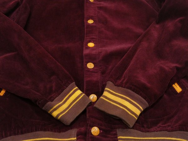 画像8: 40s 50s UNKNOWN CORDUROY BUTTON STADIUM JACKET (8)