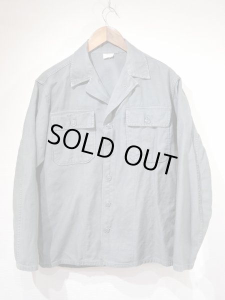 画像1: 60s '61 US AIR FORCE USAF SAGE GREEN SHADE 509 COTTON SATEEN UTILITY SHIRT 2nd TYPE (1)