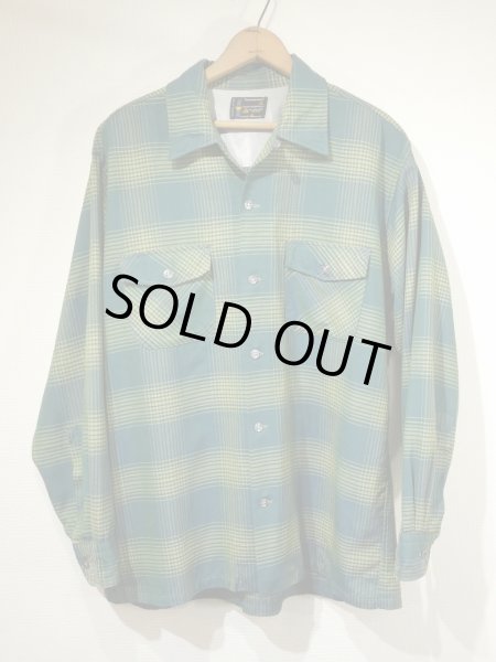 画像1: 60s Penney's TOWNCRAFT Plus GLADATION PLAID WOOL LOOP COLLAR BOX SHIRT (1)