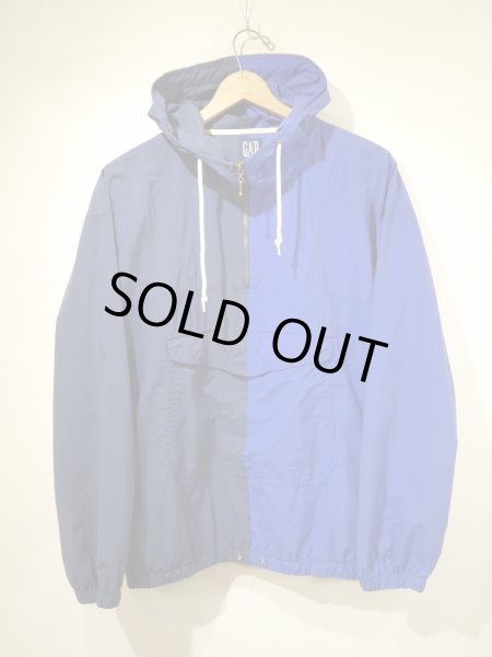 画像1: 90s OLD GAP TWO TONE BICOLOR NYLON ANORAK PULLOVER PARKA (1)