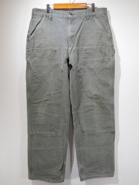 画像1: 10s Carhartt DOUBLE KNEE DUCK PAINTER WORK PANTS MOSS GREEN (1)