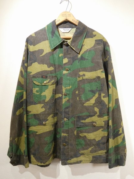 画像1: 70s Key IMPERIAL WOODLAND CAMO HUNTING CHORE JACKET COVERALL (1)