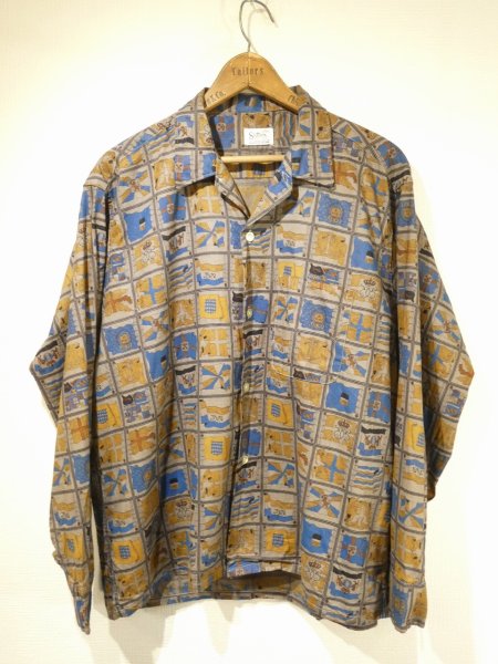 画像1: 60s Sutton FLAG PANEL ALL OVER PATTERN SQUARE SHIRT (1)