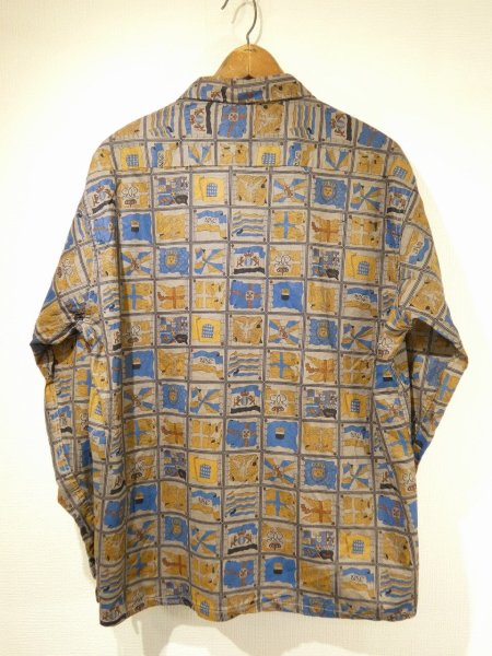 画像2: 60s Sutton FLAG PANEL ALL OVER PATTERN SQUARE SHIRT (2)