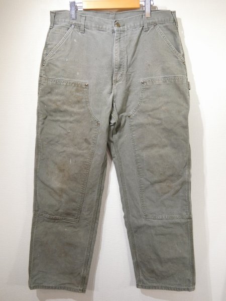 画像1: 10s Carhartt DOUBLE KNEE DUCK PAINTER WORK PANTS MOSS GREEN (2) (1)