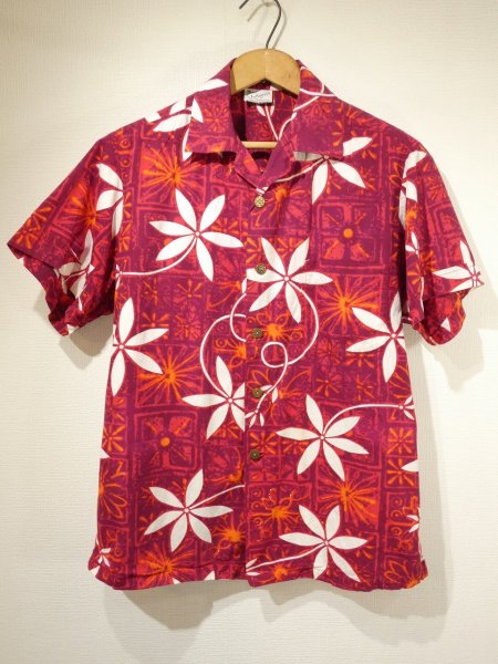 画像1: 50s 60s Shaheen's of HONOLULU TIARE TAPA COTTON HAWAIIAN SHIRT (1)