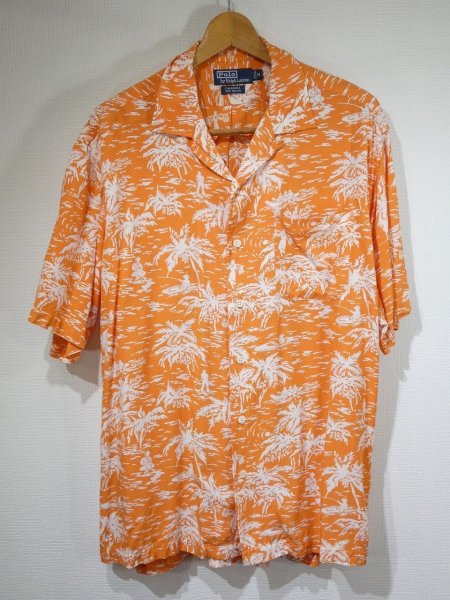 画像1: 90s 00s Polo Ralph Lauren CALDWELL ALLOVER PRINT RAYON OPEN COLLAR S/S SHIRT  (1)