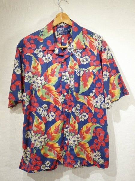 画像1: 90s 00s Polo Ralph Lauren CALDWELL FLOWER PRINT COTTON LOOP COLLAR S/S SHIRT  (1)