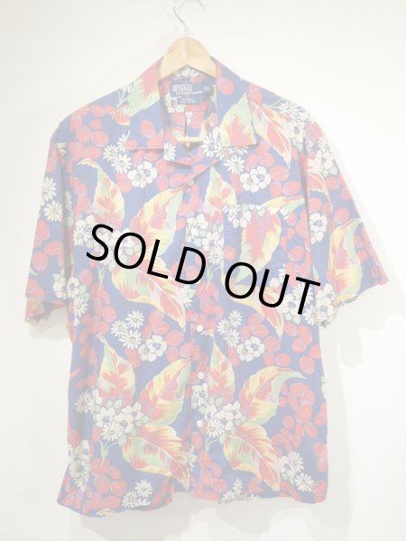 画像1: 90s 00s Polo Ralph Lauren CALDWELL FLOWER PRINT COTTON LOOP COLLAR S/S SHIRT  (1)