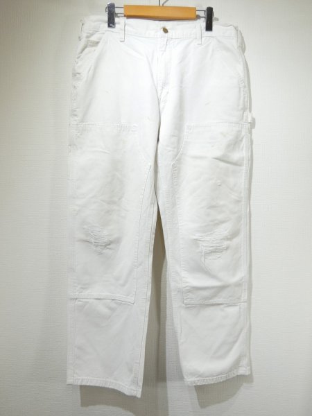 画像1: 10s Carhartt DOUBLE KNEE COTTON PAINTER WORK PANTS WHITE (1)