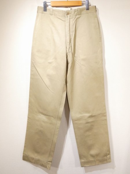 画像1: 60s US ARMY COTTON KHAKI CHINO TROUSERS PANTS (1)