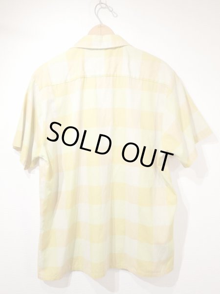 画像2: 60s UNKNOWN LOOP COLLAR BLOCK CHECK COTTON S/S SHIRT (2)