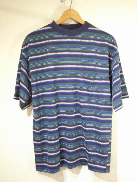 画像1: 90s McINTOSH＆SEYMOUR  JACQUARD MULTI BORDER T-SHIRT MADE IN USA (1)