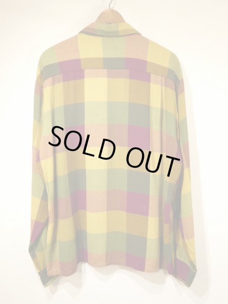 画像2: 60s Britt's BLOCK CHECK RAYON LOOP COLLAR BOX SHIRT (2)