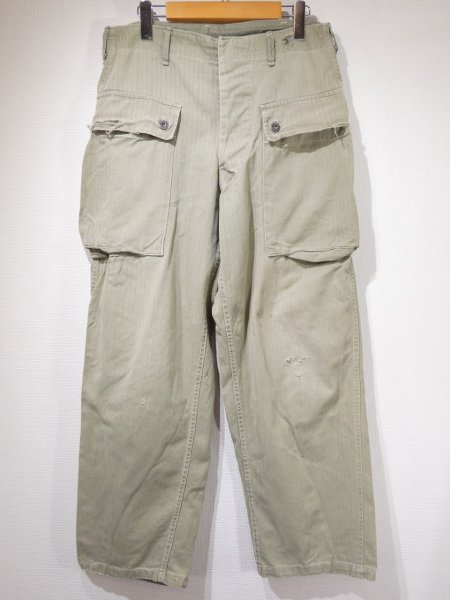 画像1: 40s US MARINE CORPS USMC P-44 HBT UTILITY TROUSERS PANTS MODIFIED (1)