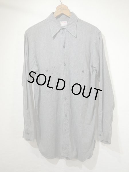 画像1: 50s JC PENNEY BIG MAC SALT&PEPER BLACK CHAMBRAY SHIRT (1)