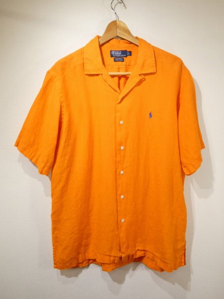 画像1: 90s 00s Polo Ralph Lauren CALDWELL LINEN LOOP COLLAR S/S SHIRT  (1)