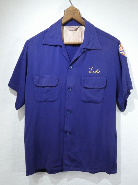 画像2: 50s Don Juan RAYON GABARDINE BOWLING SHIRT (2)