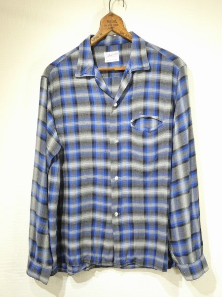 画像1: 60s Amberley OMBRE SHADOW PLAID RAYON BOX SHIRT (1)