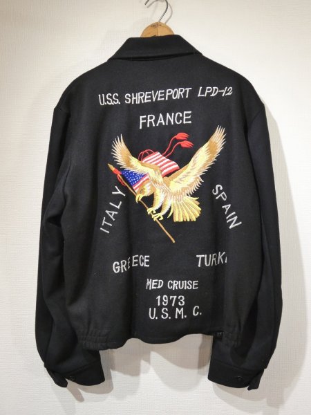画像1: 70s US NAVY USN USMC EMBROIDERY SOUVENIR TOUR JACKET (1)
