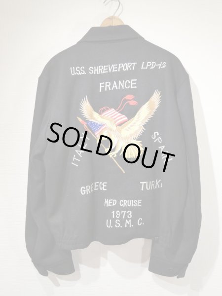 画像1: 70s US NAVY USN USMC EMBROIDERY SOUVENIR TOUR JACKET (1)