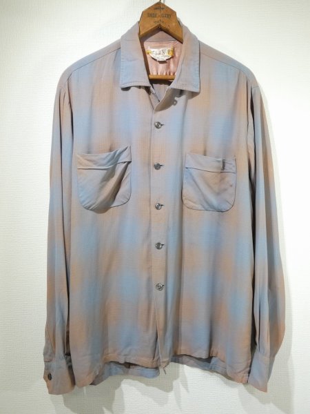 画像1: 60s Frederick & Nelson GRADATION PLAID RAYON LOOP COLLAR SHIRT (1)
