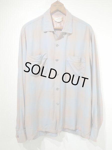 画像1: 60s Frederick & Nelson GRADATION PLAID RAYON LOOP COLLAR SHIRT (1)