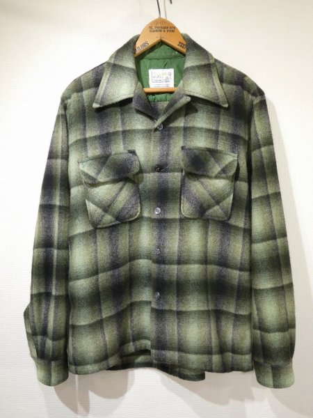 画像1: 60s 70s Cascade OMBRE SHADOW PLAID LOOP COLLAR WOOL SHIRT (1)